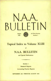 N.A.A. BULLETIN August (� Ap in Three Sections 1962 � � II�U� Section 3
