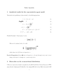 Online Appendix 1 Analytical Results for the Representative-Agent Model 2 Micro-Data on the Cross-Sectional Distribution
