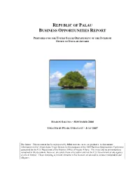 2007 Business Opportunities Report for Palau