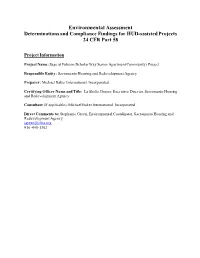 Environmental Assessment Determinations and Compliance Findings for HUD-Assisted Projects 24 CFR Part 58