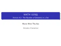 MATH 1070Q Section 4.2: the Number of Elements in a Set