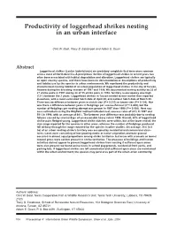 Productivity of Loggerhead Shrikes Nesting in an Urban Interface
