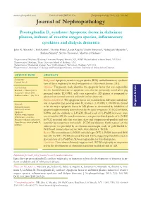 Prostaglandin D2 Synthase: Apoptotic Factor in Alzheimer Plasma, Inducer of Reactive Oxygen Species, Inflammatory Cytokines and Dialysis Dementia