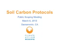 Soil Carbon Protocol Development