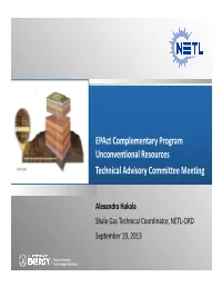 Epact Complementary Program Unconventional Resources Technical Advisory Committee Meeting