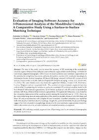 Evaluation of Imaging Software Accuracy for 3-Dimensional Analysis of the Mandibular Condyle