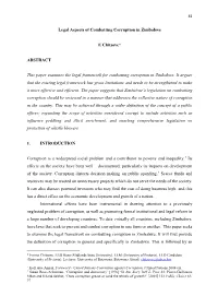 Legal Aspects of Combatting Corruption in Zimbabwe