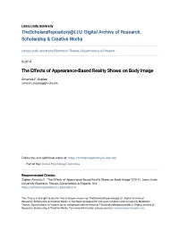The Effects of Appearance-Based Reality Shows on Body Image