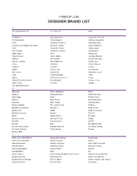 Designer​​Brand​​List