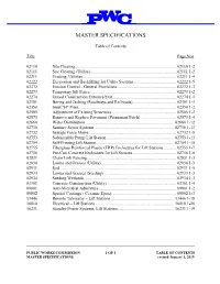 Master Specifications