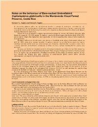 Notes on the Behaviour of Bare-Necked Umbrellabird Cephalopterus Glabricollis in the Monteverde Cloud Forest Preserve, Costa Rica