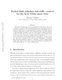 Perfect-Fluid Cylinders and Walls-Sources for the Levi-Civita