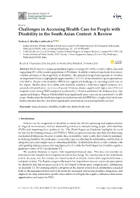 Challenges in Accessing Health Care for People with Disability in the South Asian Context: a Review