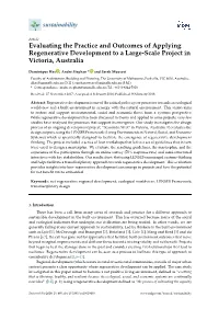 Evaluating the Practice and Outcomes of Applying Regenerative Development to a Large-Scale Project in Victoria, Australia