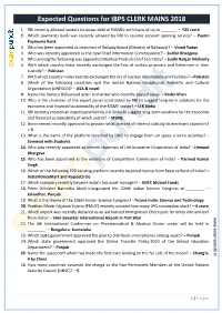 Expected Questions for IBPS CLERK MAINS 2018