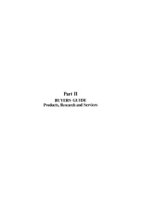 Part II BUYERS GUIDE Products, Research and Services INDEX Countries