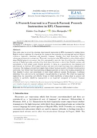 Proverb Instruction in EFL Classrooms