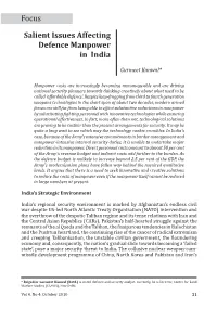 Salient Issues Affecting Defence Manpower in India