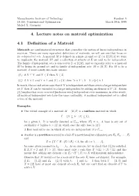 4. Lecture Notes on Matroid Optimization 4.1 Definition of A