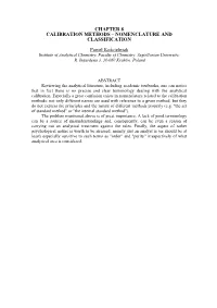Calibration Methods – Nomenclature and Classification