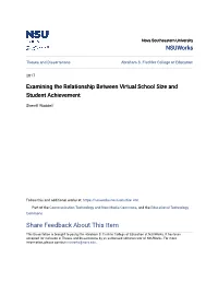 Examining the Relationship Between Virtual School Size and Student Achievement