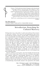 Introduction: Searching for Cultural Memory