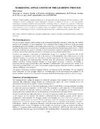 Marketing Applications of the Learning Process