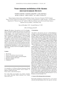 Neuro-Immune Modulation of the Thymus Microenvironment (Review)