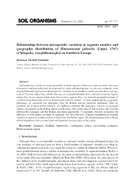 Relationship Between Intraspecific Variation in Segment Number And
