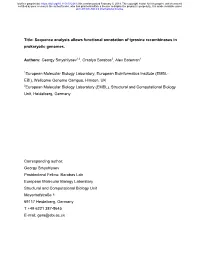 Sequence Analysis Allows Functional Annotation of Tyrosine Recombinases in Prokaryotic Genomes