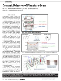 Dynamic Behavior of Planetary Gears Dr.-Ing