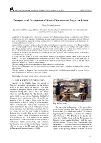 Emergence and Development of Science Education and Bulgarian Schools