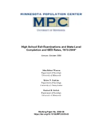 High School Exit Examinations and State-Level Completion and GED Rates, 1973-2000*