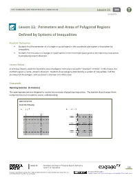 Lesson 11: Perimeters and Areas of Polygonal Regions Defined by Systems of Inequalities