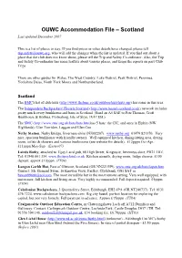 OUWC Accommodation File – Scotland Last Updated December 2007