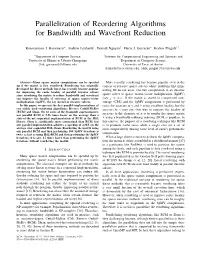 Parallelization of Reordering Algorithms for Bandwidth and Wavefront Reduction