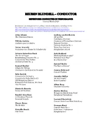 REPERTOIRE CONDUCTED in PERFORMANCE Current March 2020