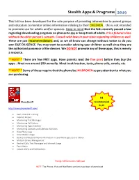 Stealth Apps & Programs