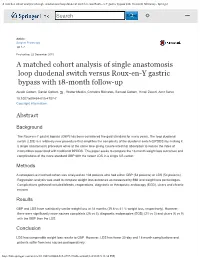 A Matched Cohort Analysis of Single Anastomosis Loop Duodenal Switch Versus Roux-En-Y Gastric Bypass with 18-Month Follow-Up - Springer