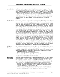Multivariate Approximation and Matrix Calculus