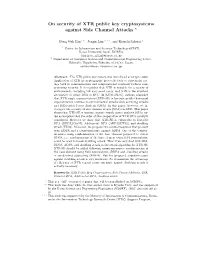 On Security of XTR Public Key Cryptosystems Against Side Channel Attacks ?
