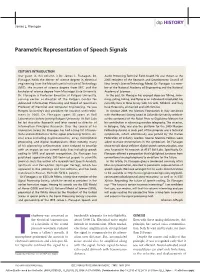 Parametric Representation of Speech Signals
