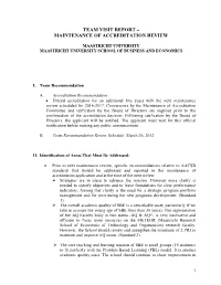 Team Visit Report – Initial Accreditation Review