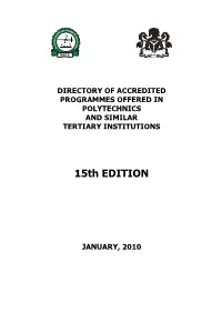 15Th Edition 2010 Directory of Accredited TVET Institutions In