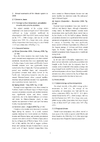 6 2. Annual Summaries of the Climate System in 2009 2.1 Climate In