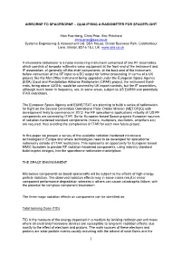 Airborne to Spaceborne – Qualifying a Radiometer for Spaceflight