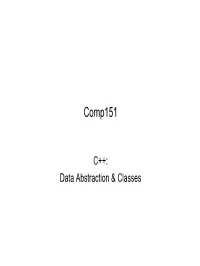 C++: Data Abstraction & Classes