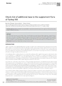 Check-List of Additional Taxa to the Supplement Flora of Turkey VIII