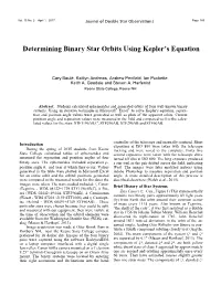 Determining Binary Star Orbits Using Kepler's Equation
