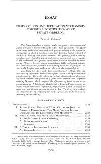Firms, Courts, and Reputation Mechanisms: Towards a Positive Theory of Private Ordering